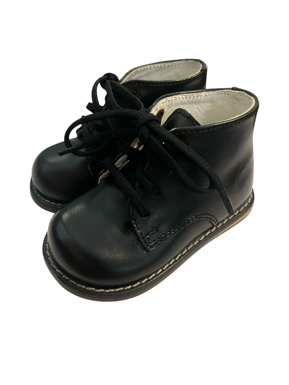 Josmo Walker Unisex Black Leather Baby Walking Shoes - Size 3.5